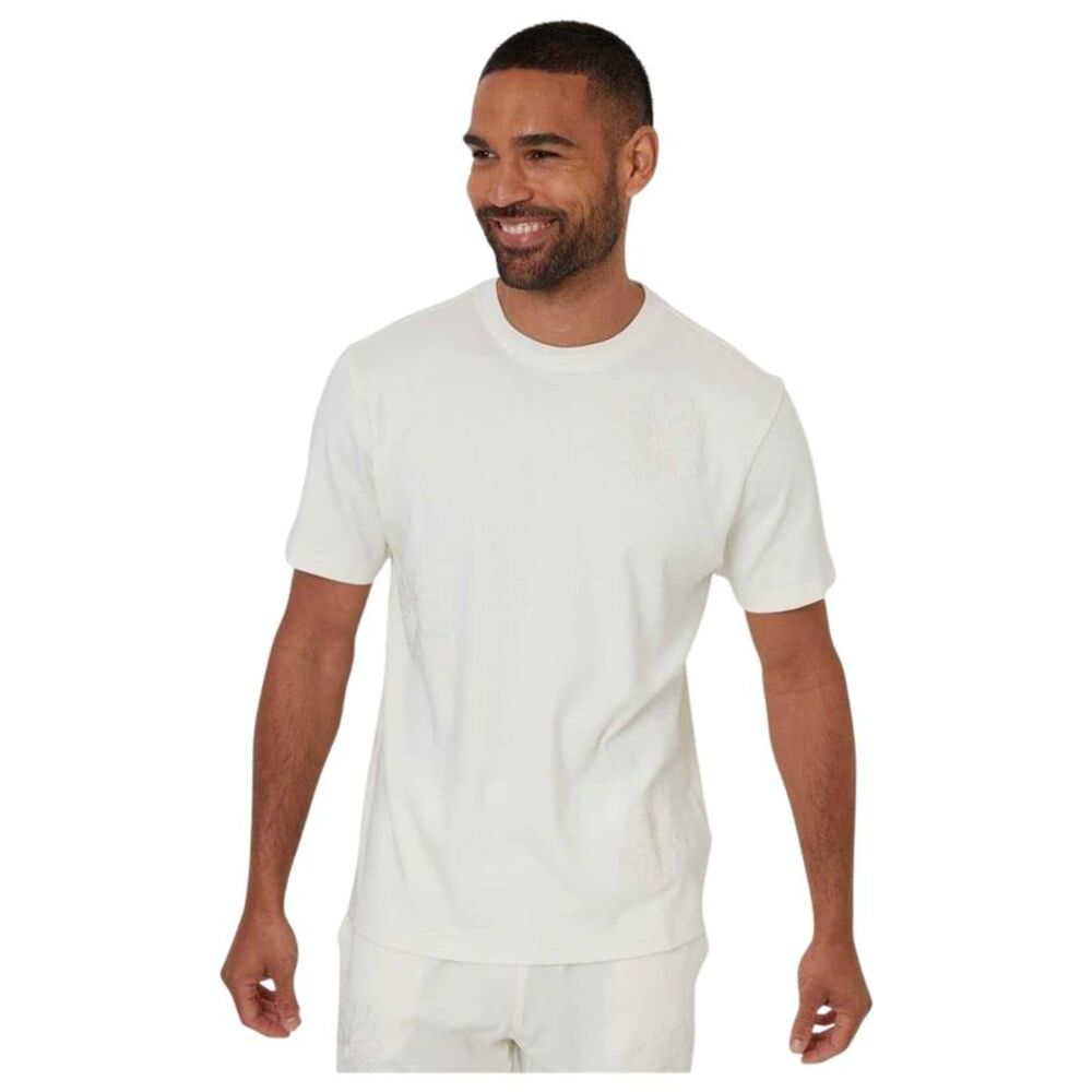 Threadbare Mens Embroidered Flower Regular T-Shirt / White